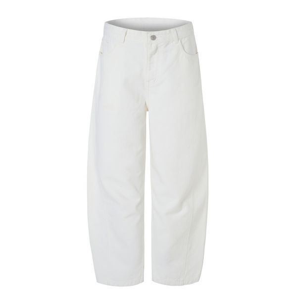 American Style Wide-Leg Denim Men's Vibe Trendy Brand Simple Basic Solid Color Versatile Curved Scimitar Pants_viptrois.com