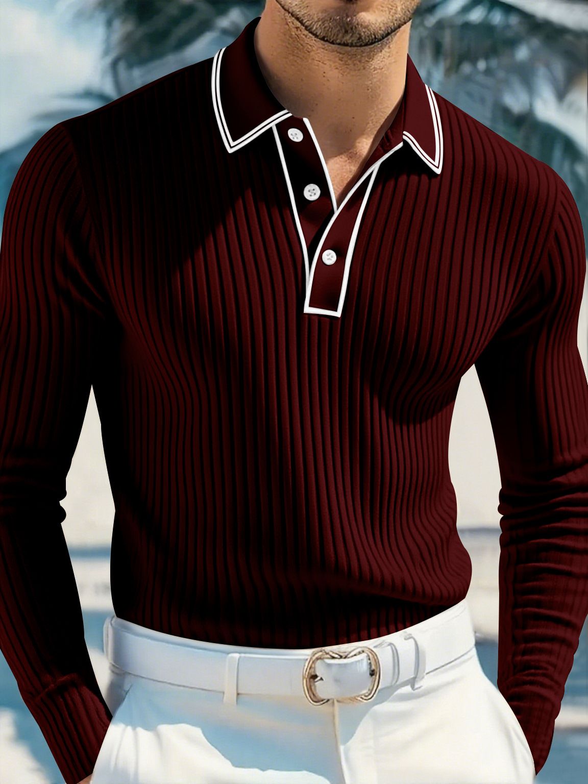 Premium Men's Long Sleeve Polo Shirt - Breathable & Stretchable Fabric, Comfort Fit, Multiple Colors For Casual & Sporty Style_viptrois.com
