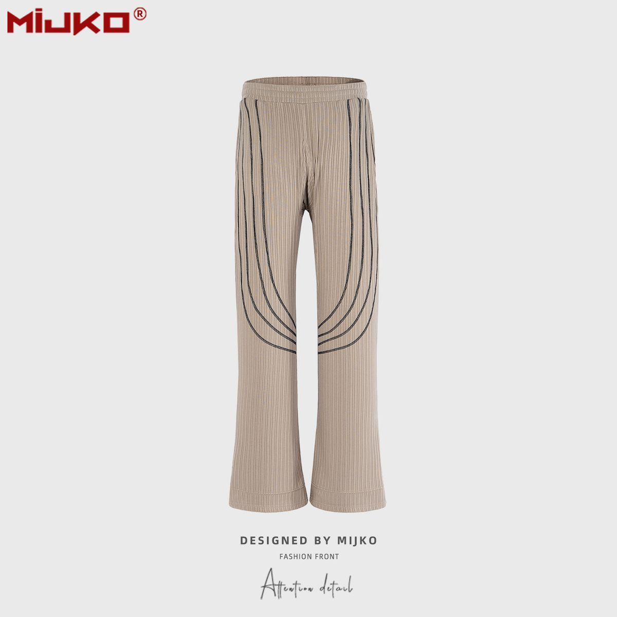 Men's and women's urban KIKO style knitted mosquito-repellent striped patchwork trousers for men and women, trendy casual pants_viptrois.com