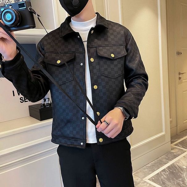 Spring And Autumn Lapel Jacket Men's 2025 New Korean Version Trend Xiaoxiangfeng Jacket High-end Sense Ruffian Handsome Men's Top_viptrois.com