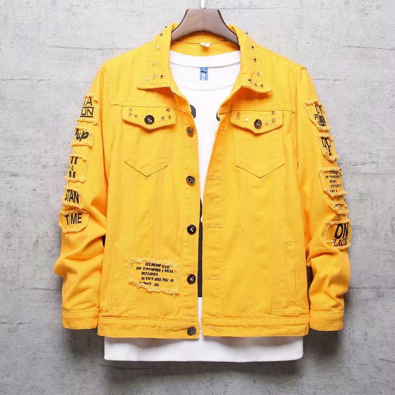 Men's Clothing Handsome Denim Jacket Style Printed Clothes Slim Fashion Student Men's Outerwear_viptrois.com