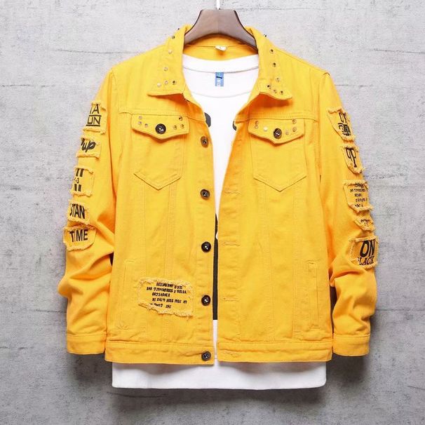 Men's Clothing Handsome Denim Jacket Style Printed Clothes Slim Fashion Student Men's Outerwear_viptrois.com