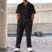 New Men's Commuter Suit Casual Button Up Shirt Short Sleeve Pants Men's Everyday Wear_viptrois.com