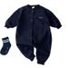 Children's Spring And Autumn Long Sleeved Letter Single Breasted Long Crawling Baby Solid Color Fashionable Crawling Clothes Children's Clothing Trend_viptrois.com