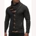 Loom Cross-Border Autumn Winter European American Style Solid Color Sweater Men Trendy Horn Button Slim Cardigan_viptrois.com