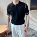 Men's Clothing Collared Knit Short Sleeved T Shirt Men's Slim Fit Collar Short Sleeve Knit T-Shirt – Contrast Trim, Breathable Cotton Blend For Summer_viptrois.com