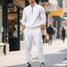 Men's Fleece-Lined Tracksuit Set – Stand Collar Zip-Up Hoodie & Jogger Pants(Camel/Maroon/Charcoal/White/Black/Light Gray/Red/Beige, S-XXXL)_viptrois.com