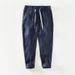 Men's Clothing Pure Linen Fabric Breathable Drawstring Trousers Men's Solid Color Simple Casual Trousers_viptrois.com