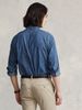 R Aff Pony Label Embroidery American Retro Men's Business Washed Denim Long Sleeve Spring Autumn Casual Shirt_viptrois.com