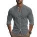 Men's Clothing Long Sleeve Stand Collar Large Size Slim Casual Cotton Shirt_viptrois.com