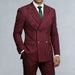 Men's Slim Fit Double-Breasted Stripe Suit Set - Modern Business & Wedding Blazer With Side Vents, Acetate Blend_viptrois.com