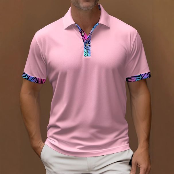 Men's Clothing Collar Cuffs Contrast Color Business Casual Shirt Short Sleeve_viptrois.com