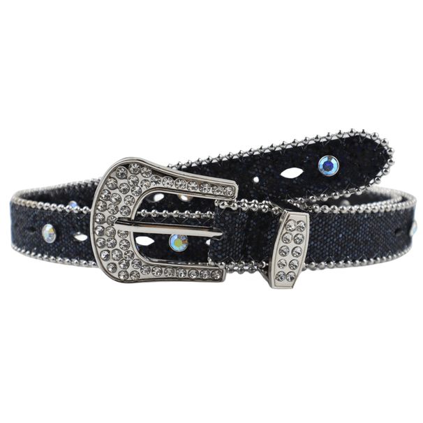 Women's rhinestone Instagram style fashionable and personalized sequin decoration versatile jeans Western denim belt_viptrois.com