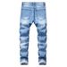 Men's Distressed Straight Fit Slim Jeans - Vintage Washed Denim Pants For Casual Streetwear_viptrois.com
