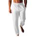 Men's Clothing Cotton And Linen Trousers Summer Trousers Beach Pants Drawstring Elastic Waist Straight Simple Comfortable Breathable Casual Daily_viptrois.com