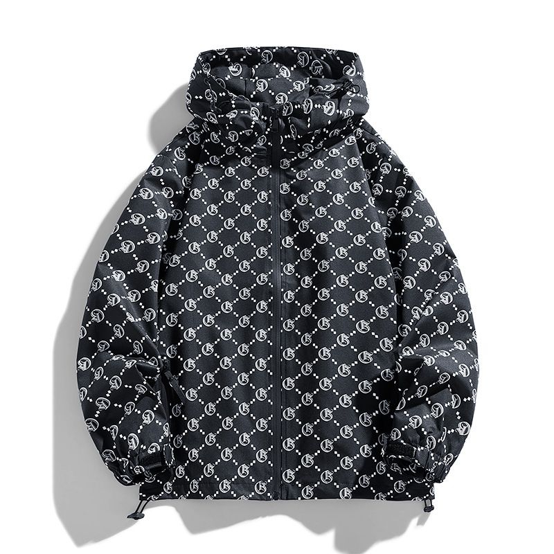 Unisex Windproof Letter-Print Jacket - Oversized Streetwear Coat With Detachable Hood_viptrois.com