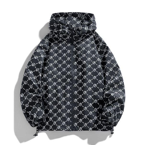 Unisex Windproof Letter-Print Jacket - Oversized Streetwear Coat With Detachable Hood_viptrois.com