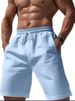 Men's Clothing New Men's Cotton And Linen Shorts Drawstring Elastic Waist Straight Leg Solid Color Breathable Daily Beach Five Point Leisure Medium_viptrois.com