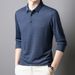 Nordmann Polo Spring Autumn Middle-aged Men Bone Flower Turn-down Collar Long Sleeve T-shirt Business Casual Top Base Shirt_viptrois.com