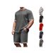 Summer Men's Short Sleeved T-Shirt round Neck Sports Casual Suit Two Piece Set European American Style_viptrois.com