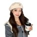 Korean Style Textured Beret For Women, Autumn And Winter, Large Head Circumference, Elegant Artist Hat, Face Slimming,_viptrois.com