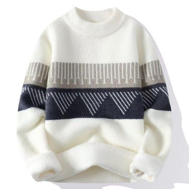 Premium Mink-Blend Mock Neck Sweater – Thickened Winter Knit (M-3XL, Grey/Beige/White, Streetwear Thermal Base Layer)_viptrois.com