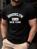 Maglietta Uomo 180g Cotone Puro Girocollo Stampa Brooklyn EST.1631 New York, Versatile Leggera Strato Base Estivo Casual_viptrois.com