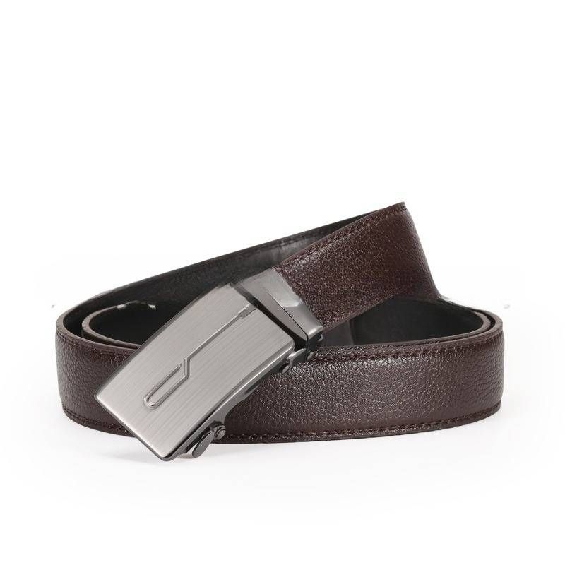 Men's Leather Belt Business Casual Double Line Automatic Buckle Belt Laser Iron Buckle Trouser Belt_viptrois.com