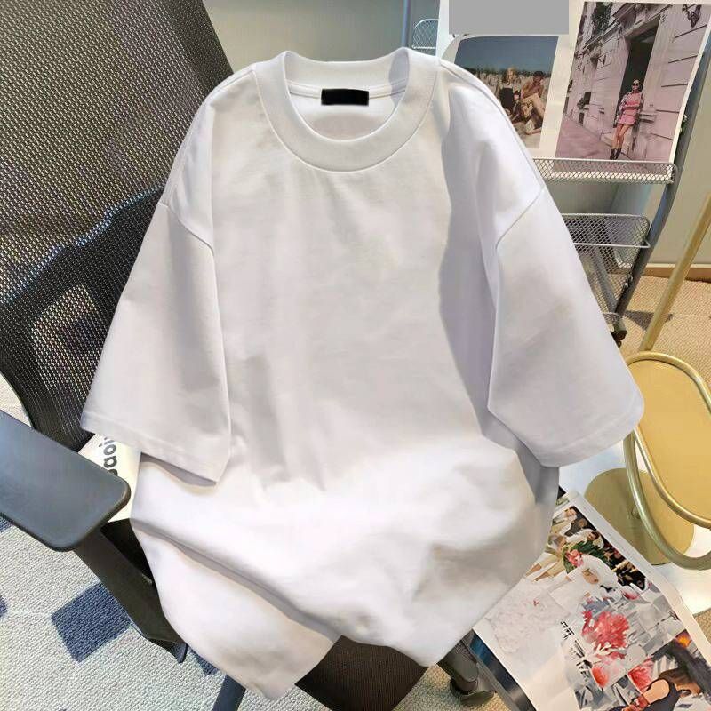 Men's Clothing Heavyweight Pure Cotton Men's Short Sleeved T Shirt With Simple Lettering, Summer Loose Fit, American Style, New Trend._viptrois.com