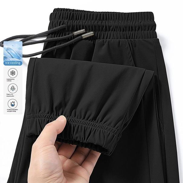 Men's Korean Style Casual Pants – Summer Lightweight Joggers (M-5XL, Elastic Cuffs, Quick-Dry, Loose Fit, Trendy Streetwear)_viptrois.com