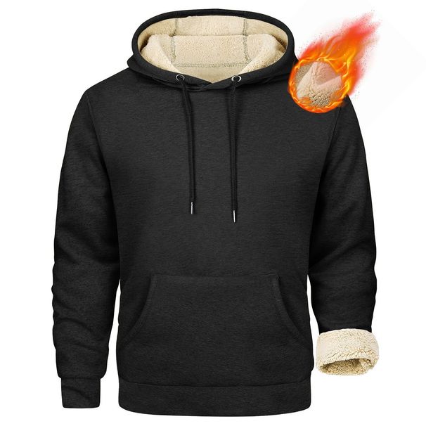 New Solid Color, Fleece And Thickened Warm And Casual Men's Solid Color Hooded Sweatshirt For Autumn And Winter 2025_viptrois.com