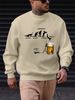 Men's Loose Casual Fashion Jumping Into Beer Pattern Printed Round Neck Long Sleeved Hoodie Autumn And Winter Styles_viptrois.com