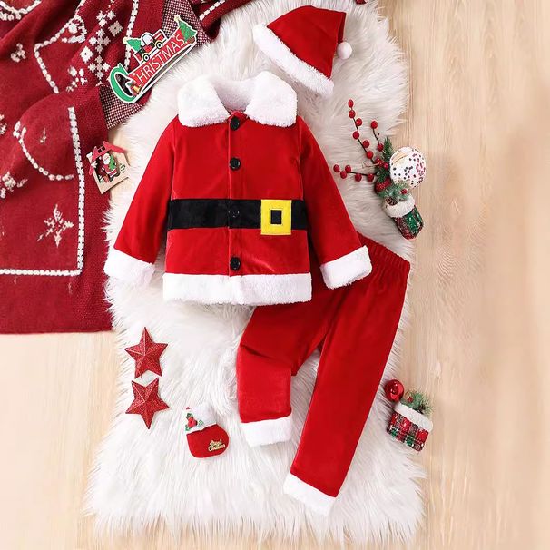 Children's Christmas autumn and winter thick long sleeve trousers Santa Claus dress up three piece children's clothing ins_viptrois.com