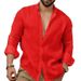 Men's Clothing New Cotton And Linen Solid Color Men's Fashion Shirt Youth Casual Long Sleeve_viptrois.com
