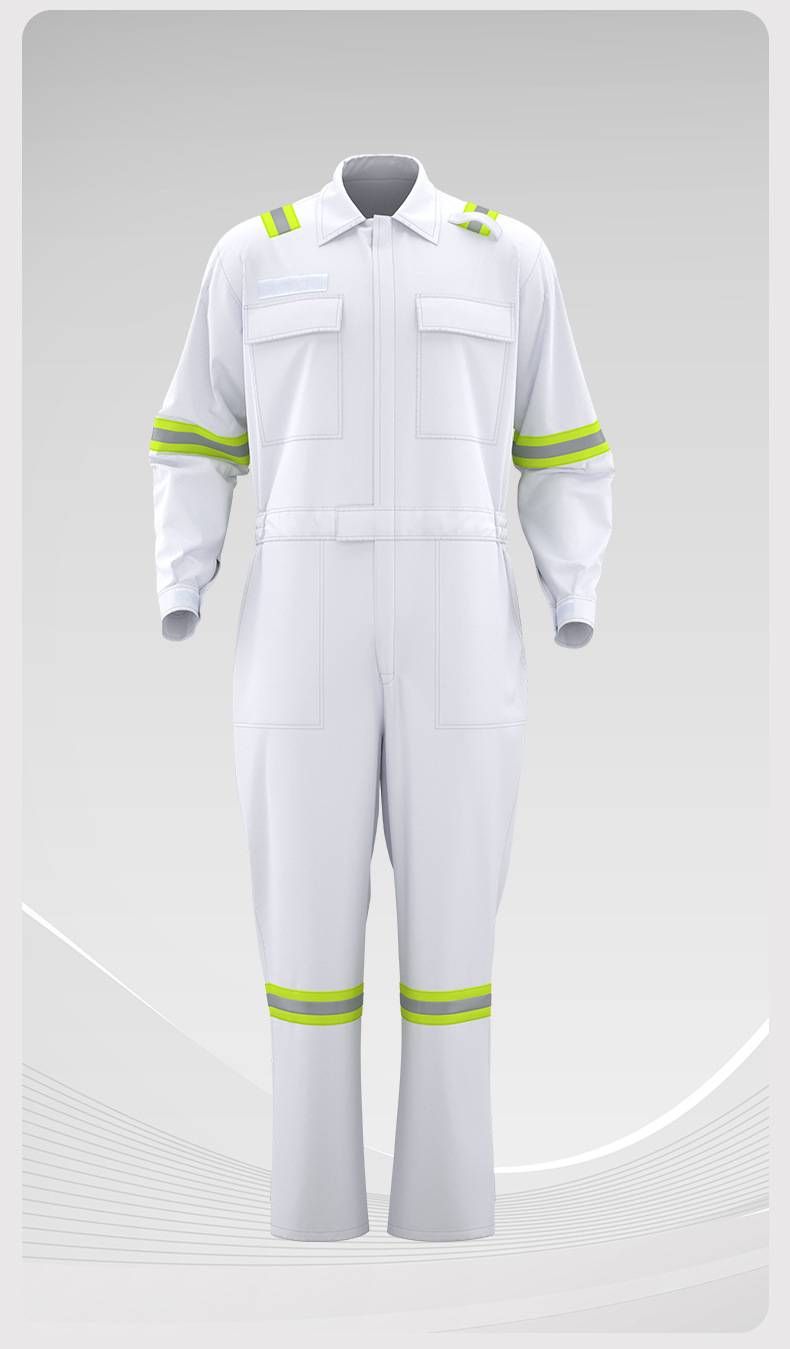 Men's Clothing Spring And Autumn Pure Cotton Solid Color One Piece Workshop Reflective Strip Work Clothes_viptrois.com