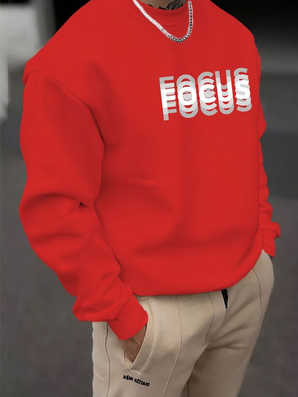 Men's Loose Casual And Fashionable FOCUS Letter Pattern Printed Round Neck Long Sleeved Sweatshirt Suitable For Autumn And Winter Wear_viptrois.com