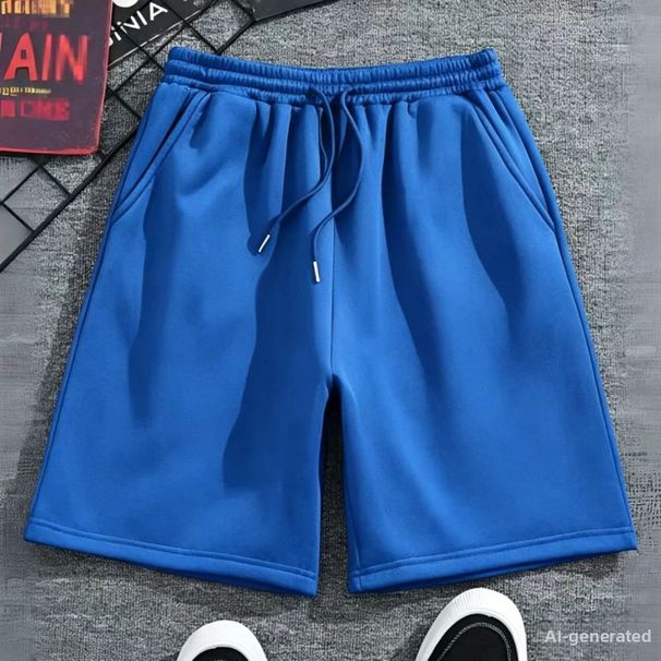 Men's Summer Casual Sports Shorts Simple Style Loose Trendy Five Point Pants Solid Color_viptrois.com