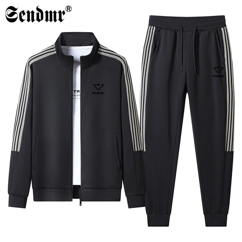 Men's Clothing Spring And Autumn Suit Men's Triangle Letter Fashion Cardigan Jacket Trousers Full Set Sports Leisure Two Piece Suit_viptrois.com