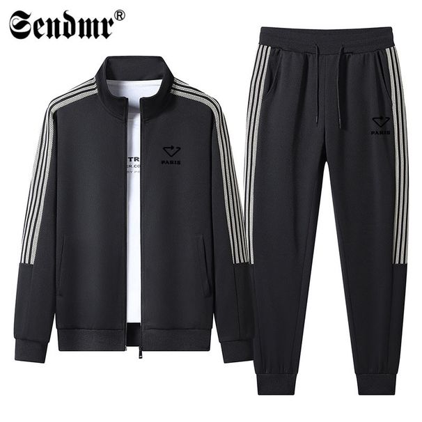 Men's Clothing Spring And Autumn Suit Men's Triangle Letter Fashion Cardigan Jacket Trousers Full Set Sports Leisure Two Piece Suit_viptrois.com