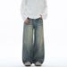 Men's Clothing & Archer0603 & American Streetwear Brand Washed 3D Whiskered Wide Leg Jeans, High Street Style Men's Long Pants_viptrois.com