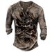 Printed Youth Cotton Regular Unhooded Large Slim Fit Collarless Casual Long Sleeve Men's T-shirt_viptrois.com