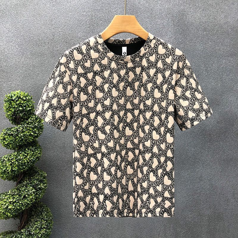 Pi Shuai Korean Version Slim Fit Fashion Brand Youth Love Half Sleeve 2025 Summer New Men's Short Sleeved T-shirt Light_viptrois.com