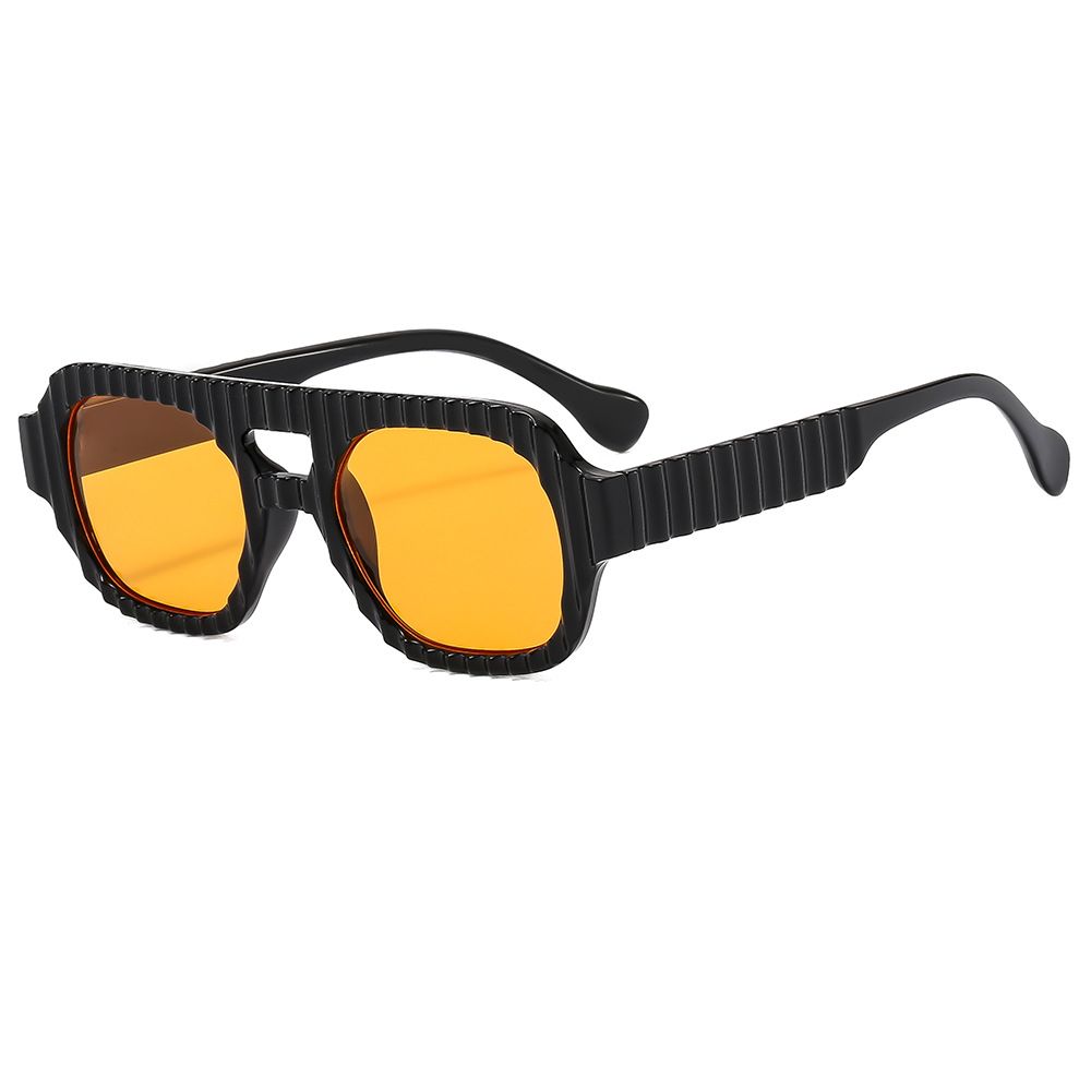 Men's Sunglasses Square Aviator Double Beam Sunglasses Men's Anti Ultraviolet Sunglasses Women's Fashion Retro Large Frame Striped Glasses_viptrois.com