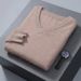 1 2023 Autumn Winter New Mink Men's V-Neck Loose Solid Color Pullover Wool Base Knitwear Cashmere Sweater_viptrois.com