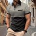 New Summer Men Casual Short Sleeve Lapel Business Polo Shirt 3D Digital Print Stripe Polo Shirt Sport Button Pullover Tops_viptrois.com