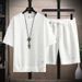 Waffle T-shirt Men's Short-sleeved Summer Cool Casual Sports Suit_viptrois.com