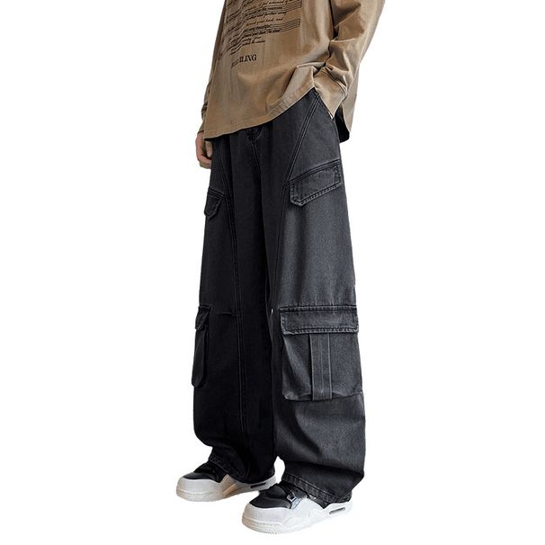 Heavyweight Utility Cargo Pants – Vintage Washed Workwear Jeans With Adjustable Drawstring (Black/Army Green/Coffee, Extended Sizes 5XL-9XL)_viptrois.com