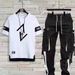 Men's Summer Short Sleeve T-Shirt & Jogger Set – Lightweight Polyester Athletic Outfit (M-3XL, 5 Color Combos)_viptrois.com
