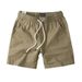 Men's Clothing Summer Solid Color Shorts Men's Workwear Elastic Waist Youth Work Wear Beach Sports Pants Shorts_viptrois.com