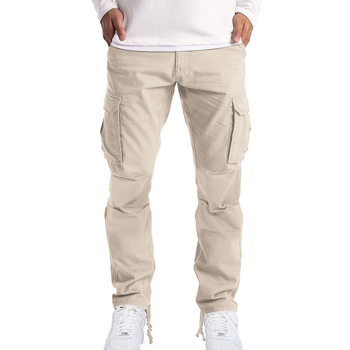Premium Products 2025 Spring/Summer New Men's Workwear With Folded Drawstring Multi Pocket Casual Pants_viptrois.com